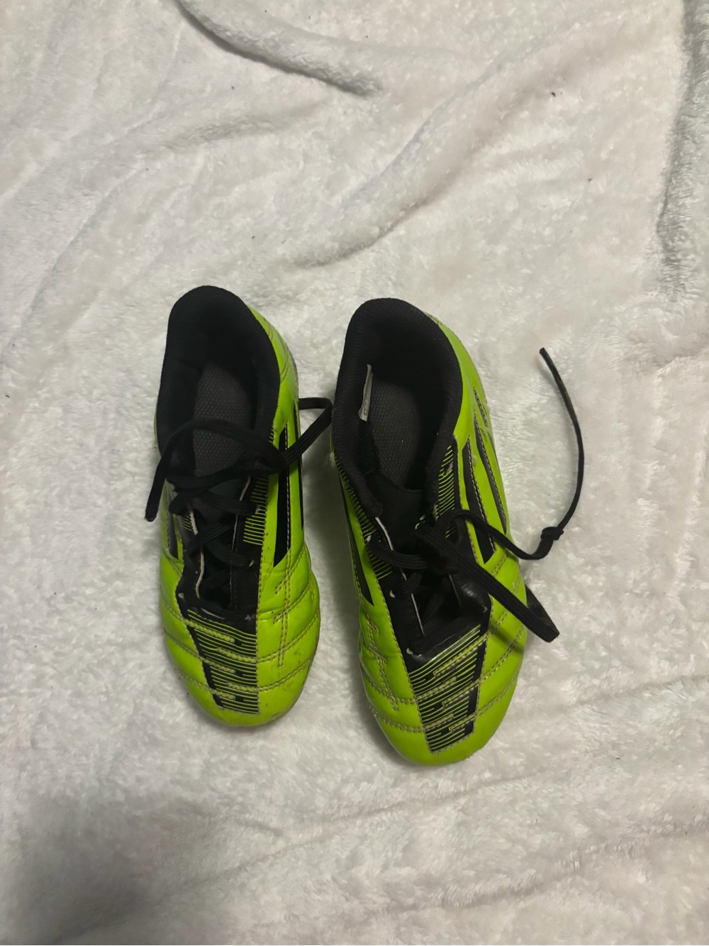 Kids Neon Green Soccer Cleats with Black Accents